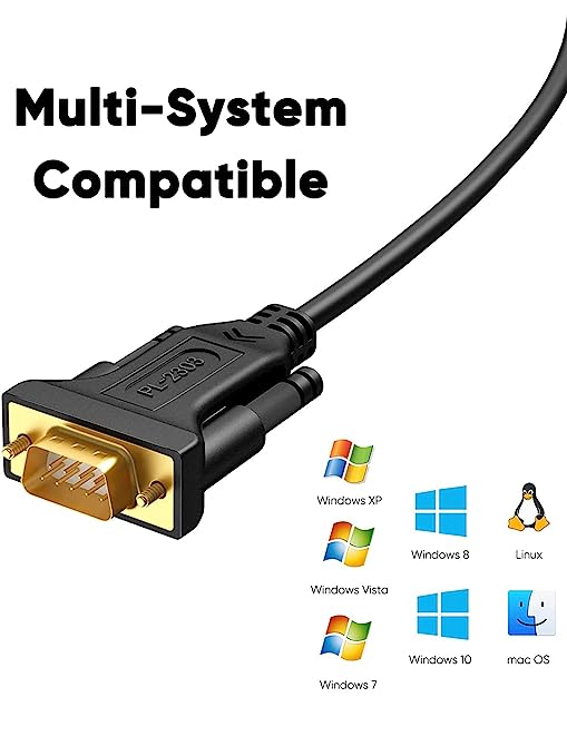 USB to RS232 Adapter with PL2303 Chipset, CableCreation 6ft Gold Plated USB 2.0 to RS232 Male DB9 Serial Converter Cable, Support cashier register, Modem, scanner, digital cameras, CNC and Above Black